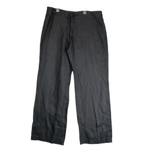 Relax Tommy Bahama Leigh Fit Black 100% Linen Pants Women's 14 Wide Leg 36x31